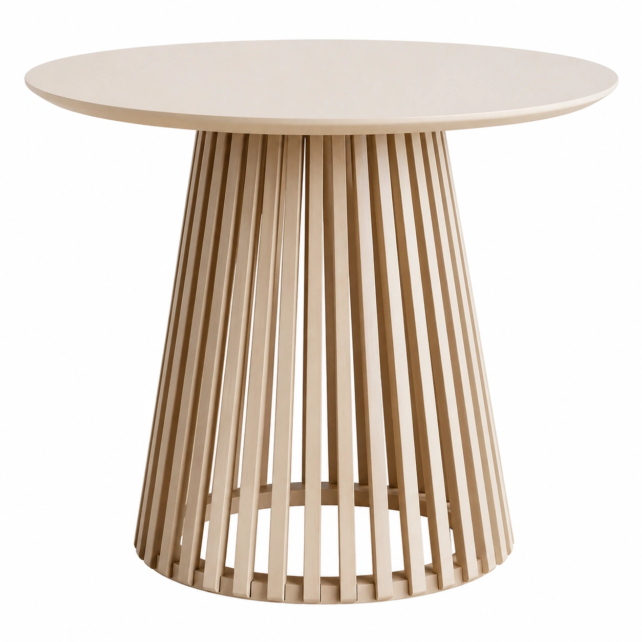 Esstisch Rund Holzoptik Hellbeige Lattenfua Modern 100 cm-furniservicepro