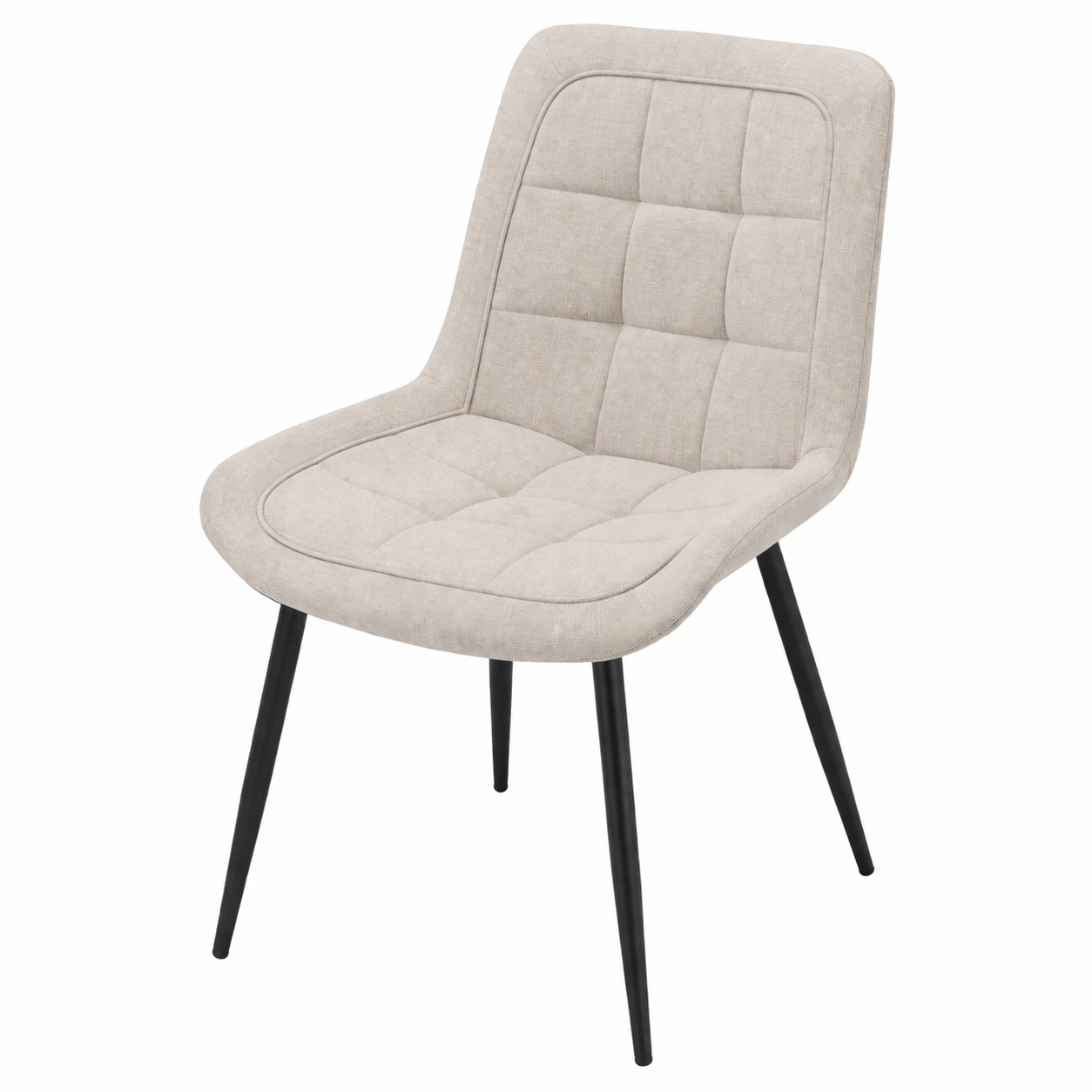 Moderner Polsterstuhl in Beige Samtoptik mit Steppung, Esszimmerstuhl mit Metallbeinen, gepolstert und ergonomisch geformt, B/H/T ca. 59,5x82,5x49 cm-furnicarehub