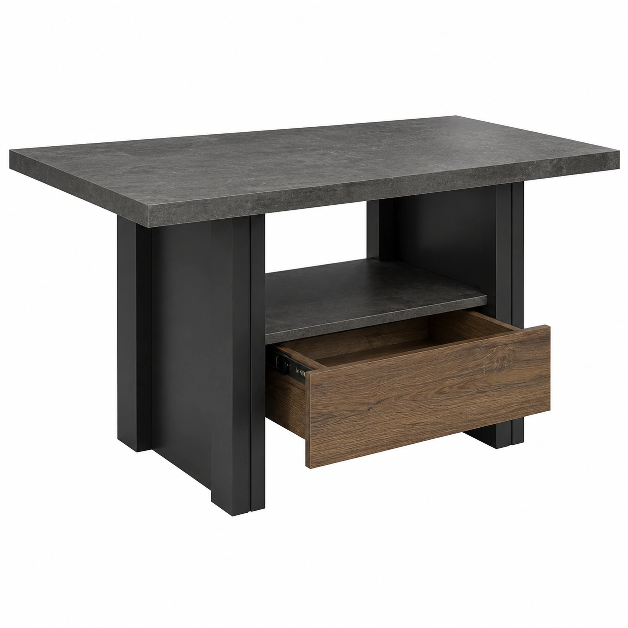Couchtisch mit Schublade und Ablagefach, moderner Wohnzimmertisch in Holzoptik, funktionales Design mit Stauraum, rechteckiger Sofatisch für Wohnzimmer-furnicarehub
