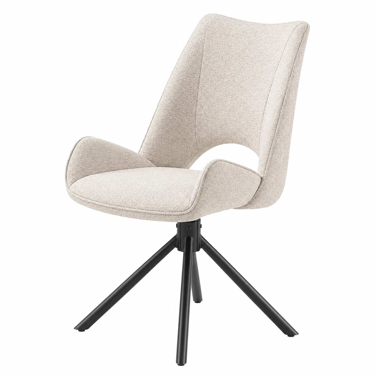 Drehstuhl Webstoff Creme Metallgestell B/H/T ca. 52x91x66 cm-furnicarehub