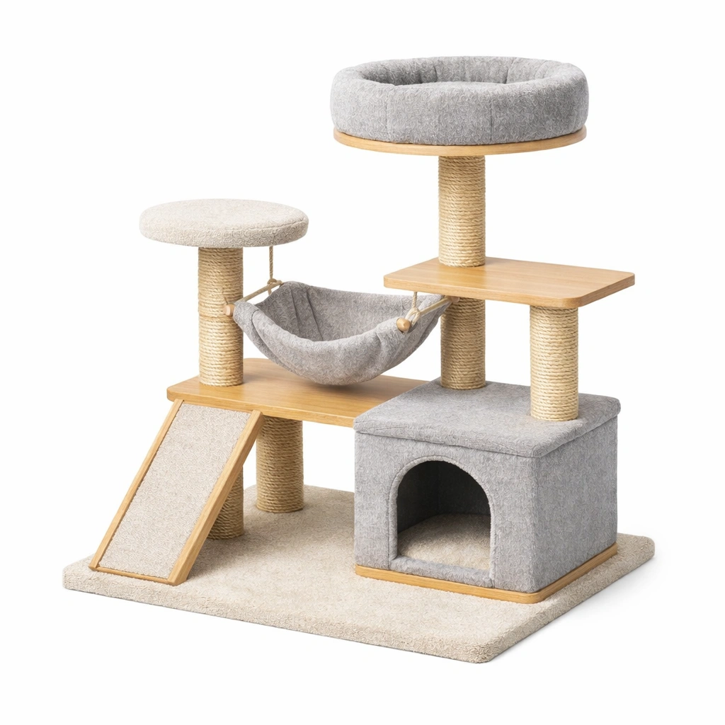 Árbol para gatos de madera con hamaca-roomerio