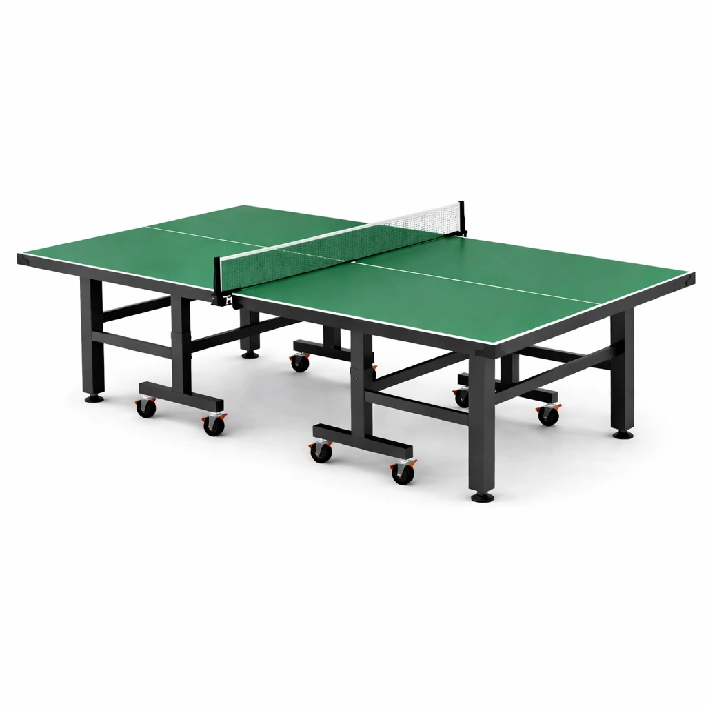 Mesa de ping pong de madera y metal verde-roomerio
