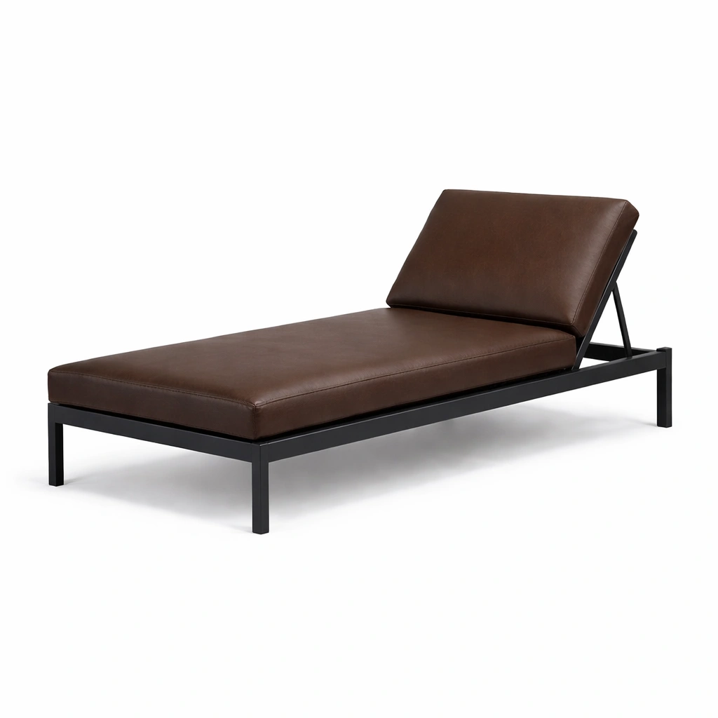 Tumbona de metal y pu marrón para exterior-roomerio
