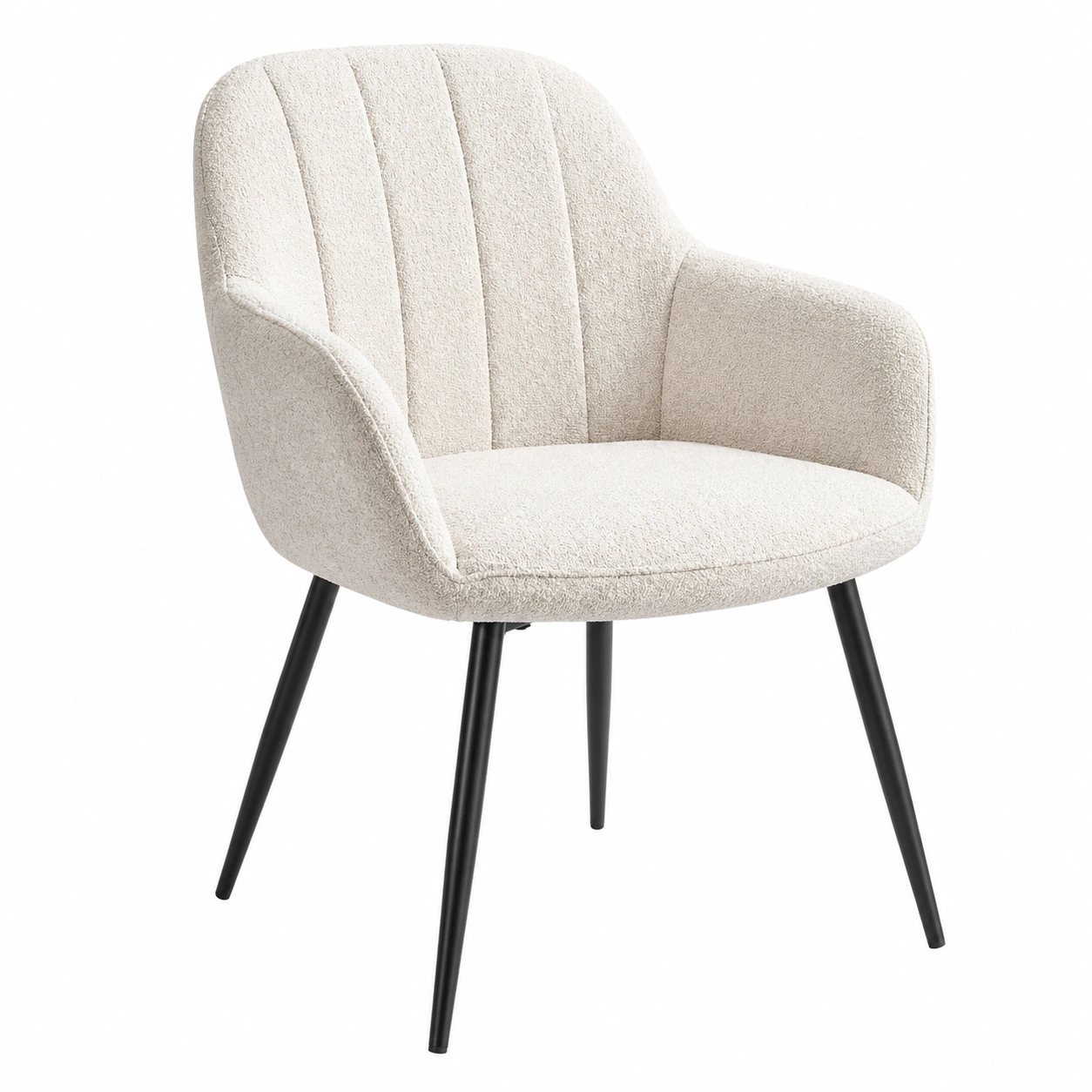Armlehnstuhl Sina Modern Beige Bouclé Optik Gepolstert Metallbeine-homedeskcare