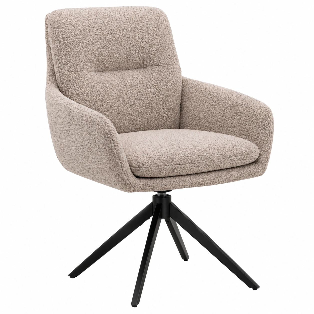 Moderner Drehstuhl Boucle Beige mit Armlehnen ergonomisch gepolstert B/H/T ca 60x89x69 cm-homedeskcare