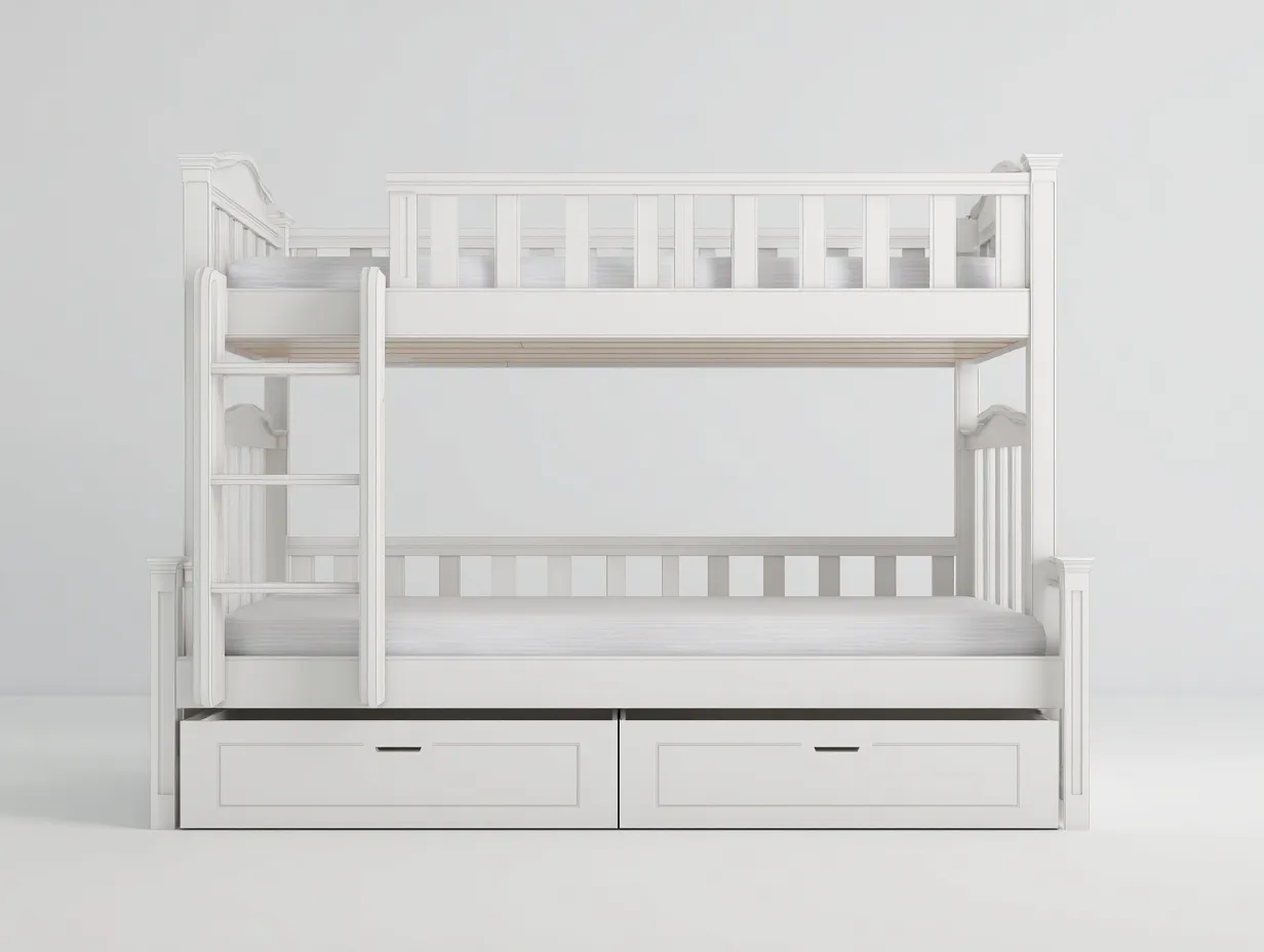 Lits superposés en bois 200x90x165 cm pour chambre - coloris blanc - style classique-Cottagethaus
