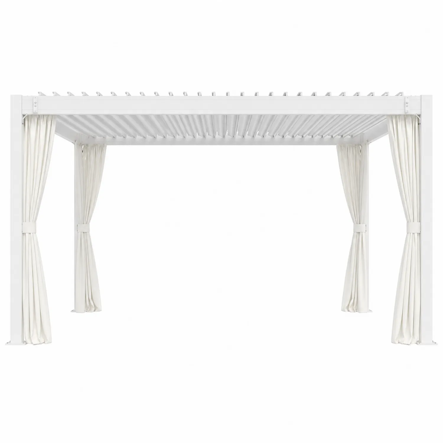 Gazebo in Alluminio con Tende Laterali Regolabili 300x400 cm Bianco-domveraliving