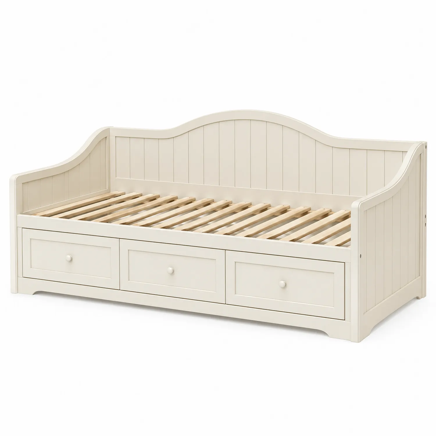 Divano Letto con Cassetti in Legno Bianco-domveraliving