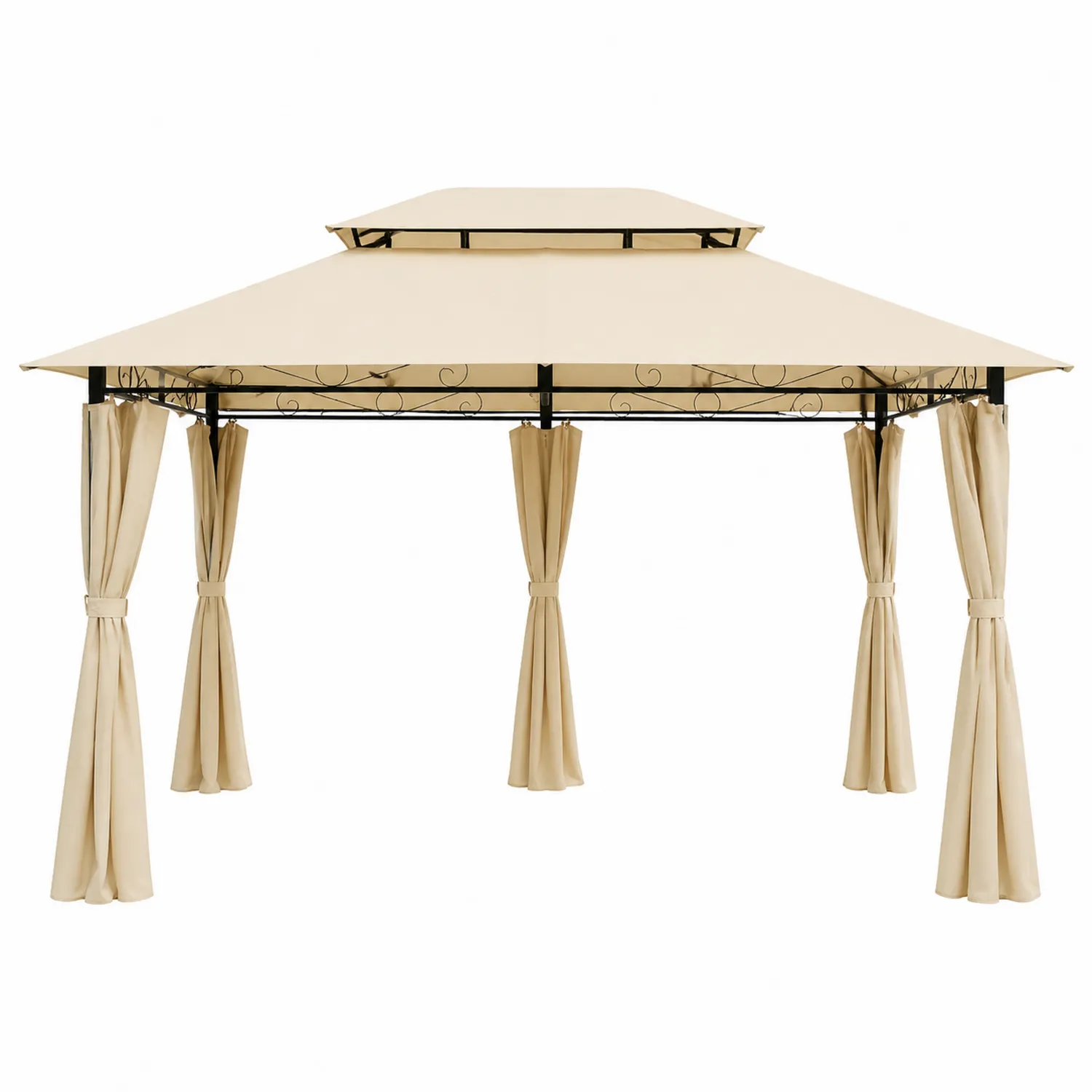 Gazebo da Giardino in Acciaio e Poliestere Resistente Beige 3x3m-domveraliving