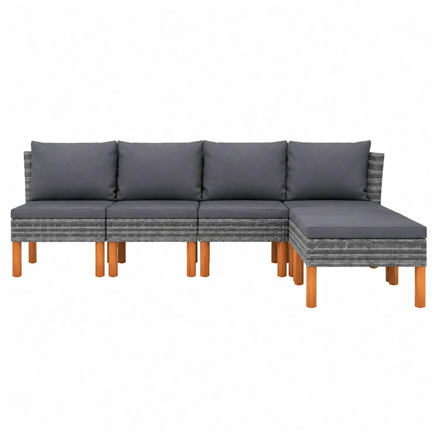 Set Divano da Giardino in Rattan Sintetico e Legno Grigio-domveraliving