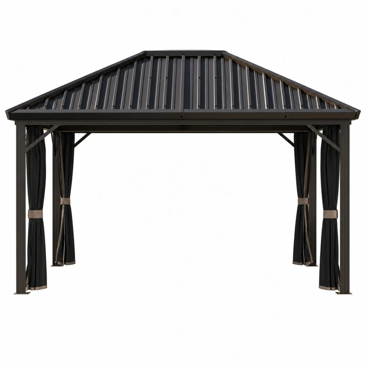 Gazebo da Giardino in Alluminio con Tetto in Acciaio e Tende in Poliestere-domveraliving