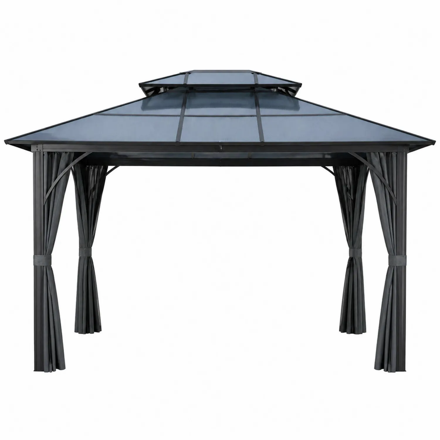 Gazebo in Alluminio e Policarbonato Nero 3x4m-domveraliving