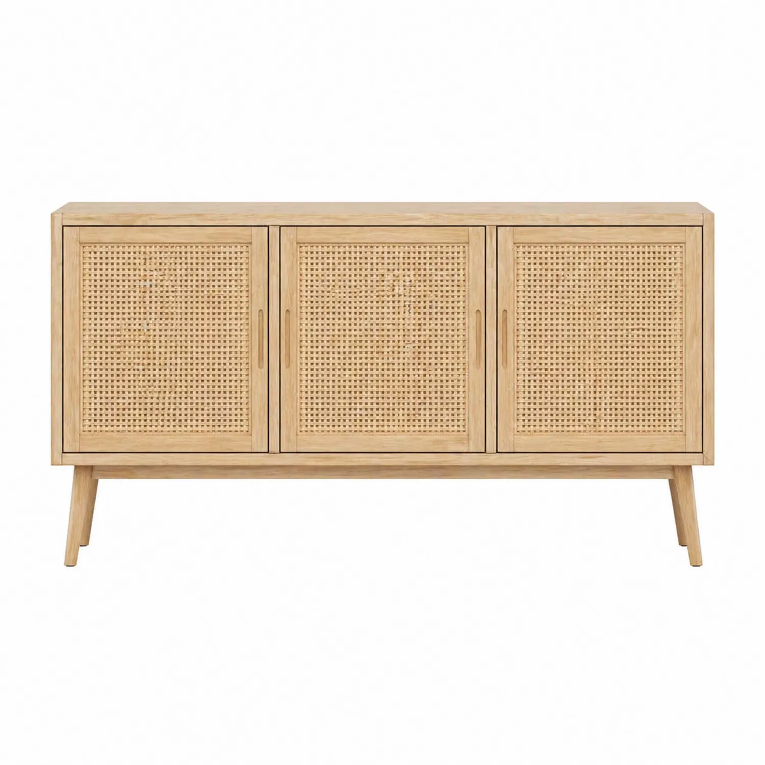 Credenza in legno di quercia e rattan 160x45x80 cm-domveraliving