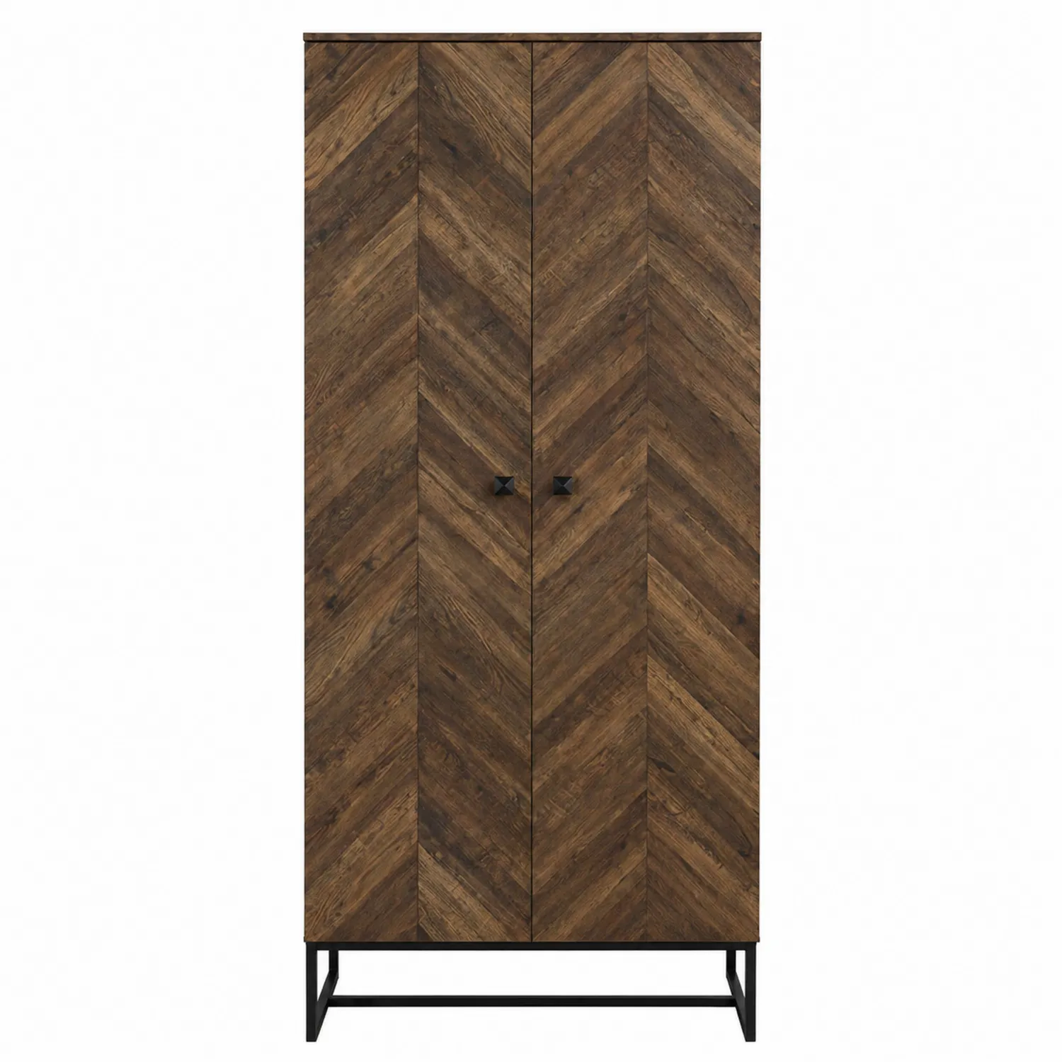 Armadio in legno con motivo chevron e struttura in metallo 200 cm-domveraliving