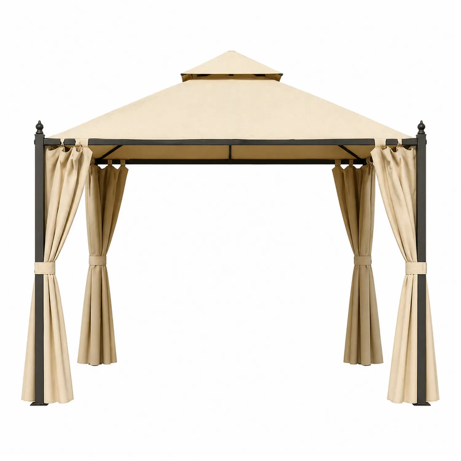 Gazebo in Alluminio con Tenda in Poliestere Beige-domveraliving