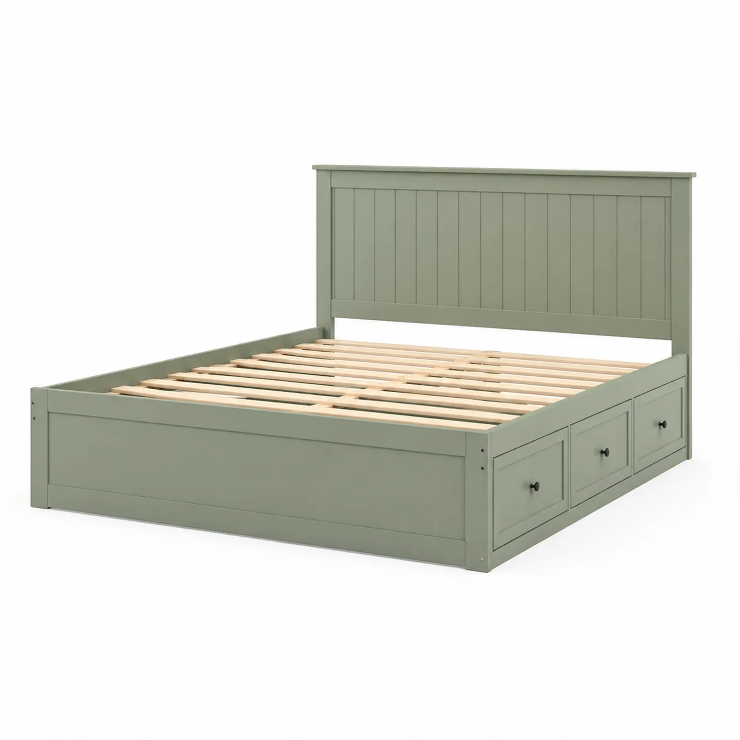 Letto in Legno con Testiera e Cassetti Verde 160x200 cm-domveraliving