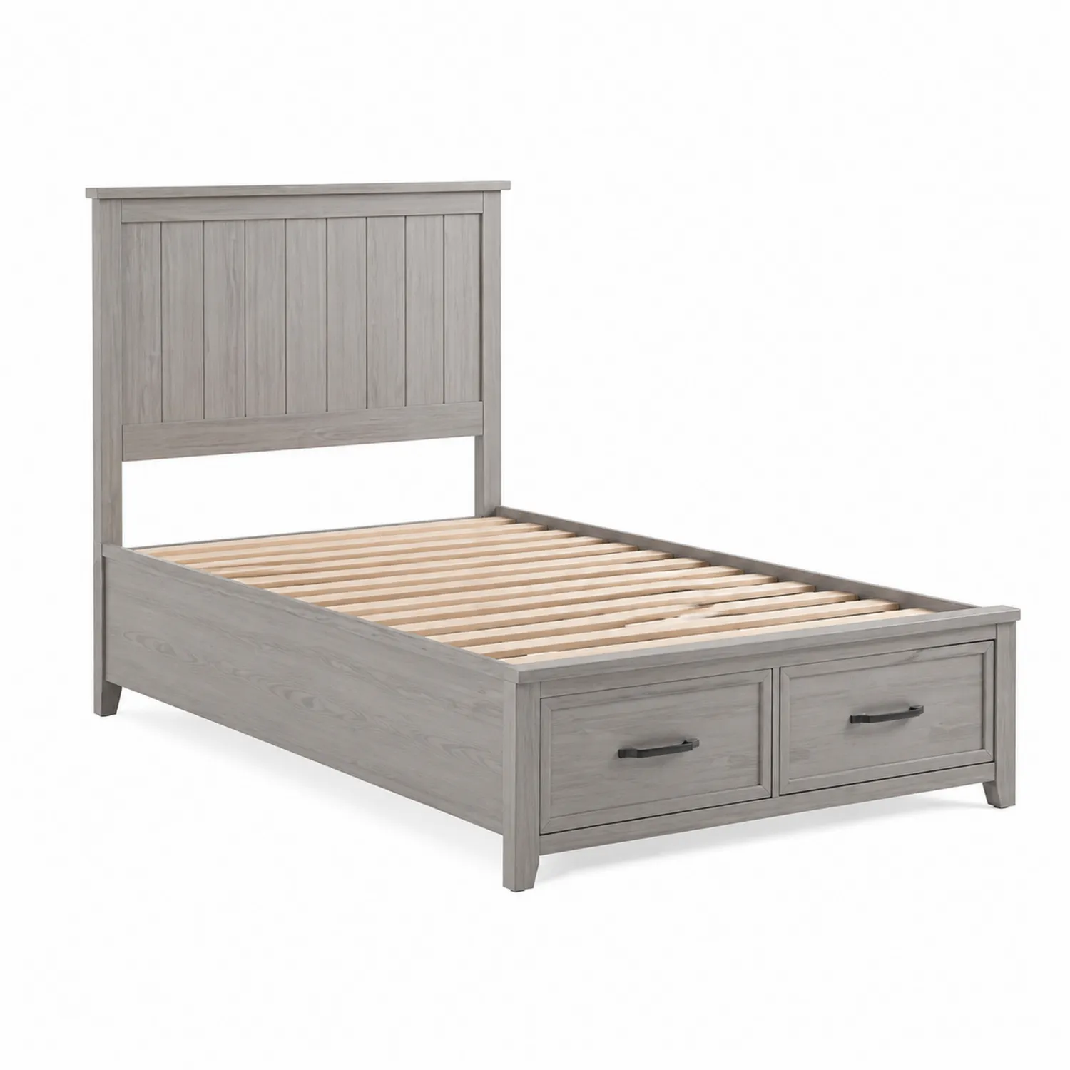 Letto Singolo in Legno con Cassetti Grigio-domveraliving