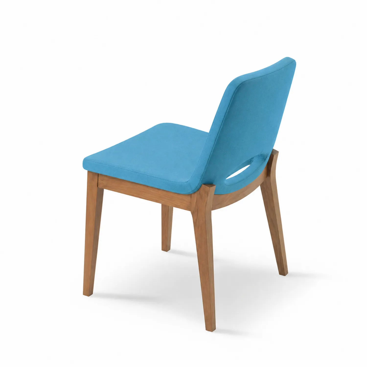 Chaise en bois avec revêtement en tissu polyester bleu