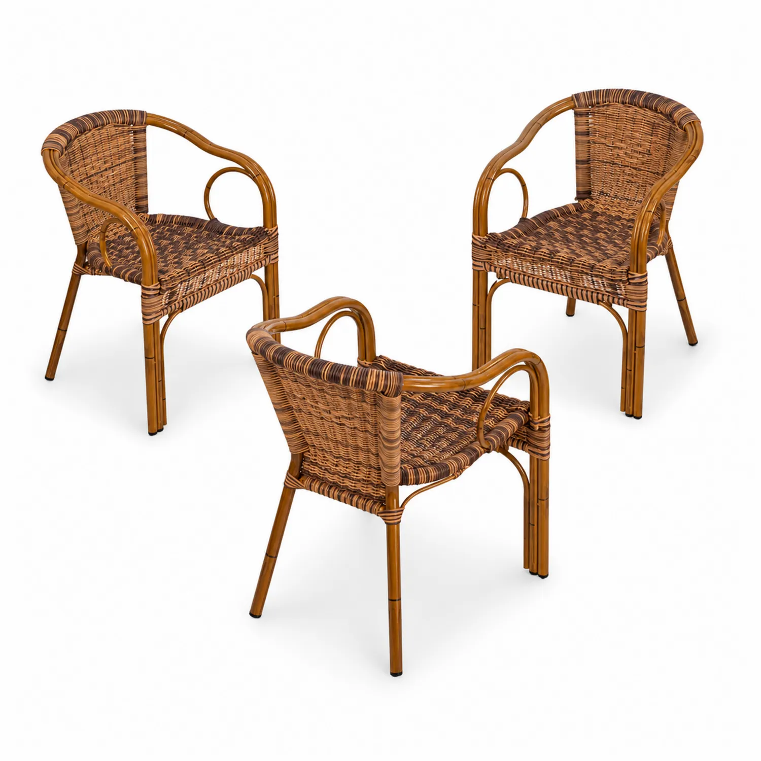 Ensemble de 3 chaises en rotin pour l'extérieur