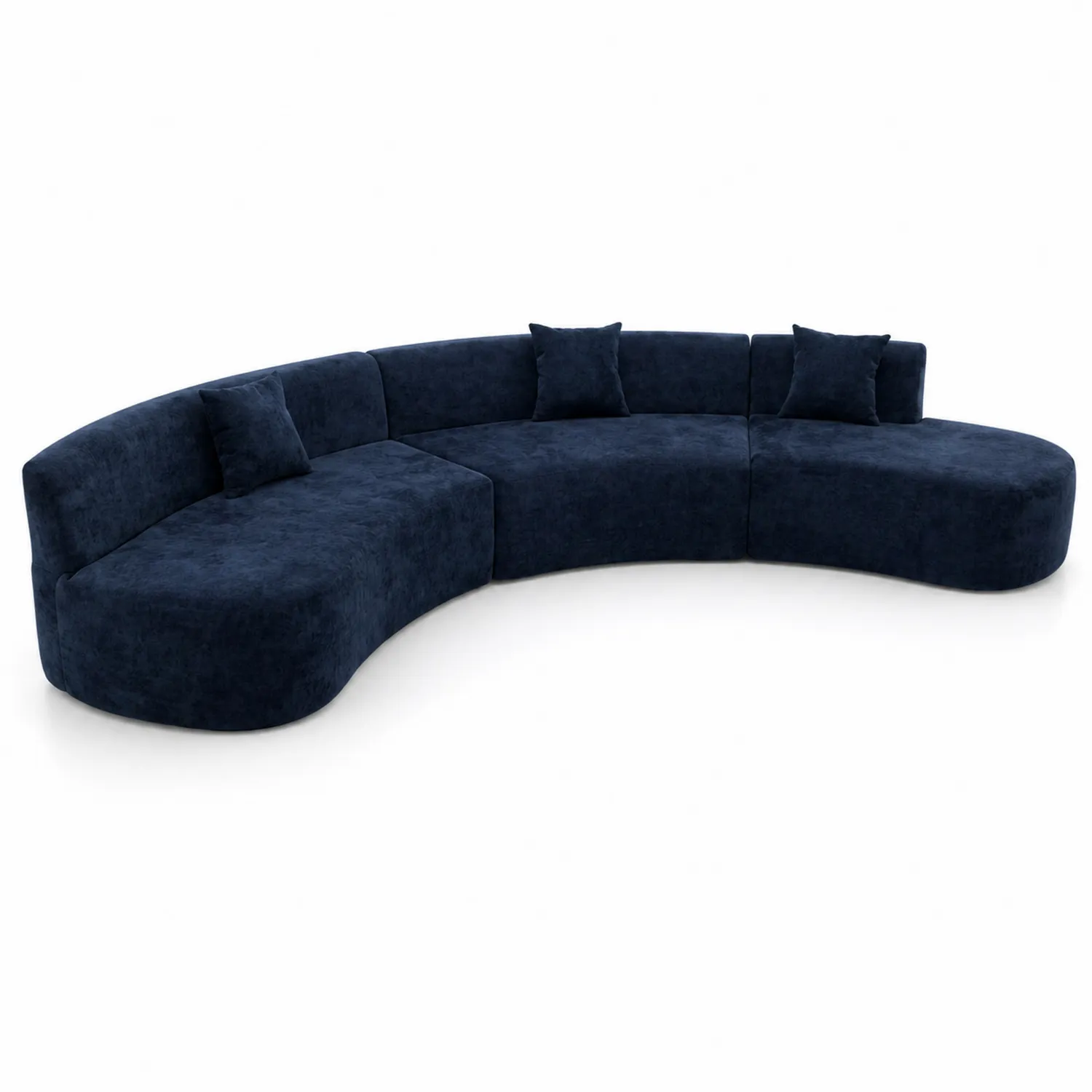 Canapé modulaire en velours bleu marine en forme de S
