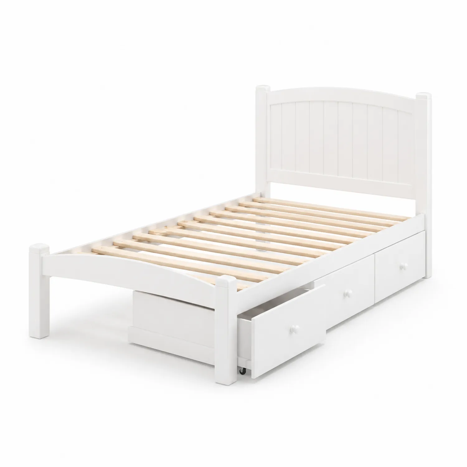Lit simple en bois avec tiroirs 200x90cm