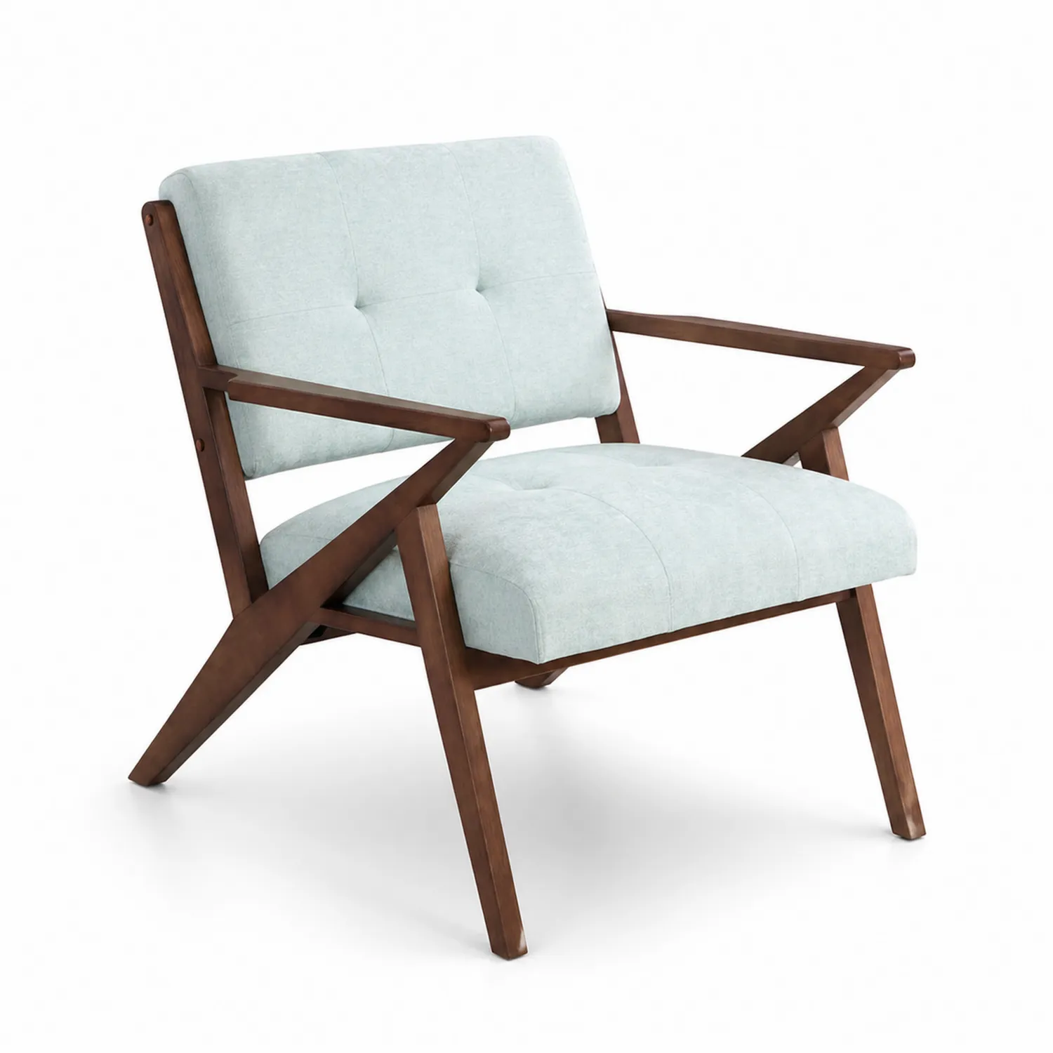 Chaise en Bois avec Tissu Polyester Bleu Clair