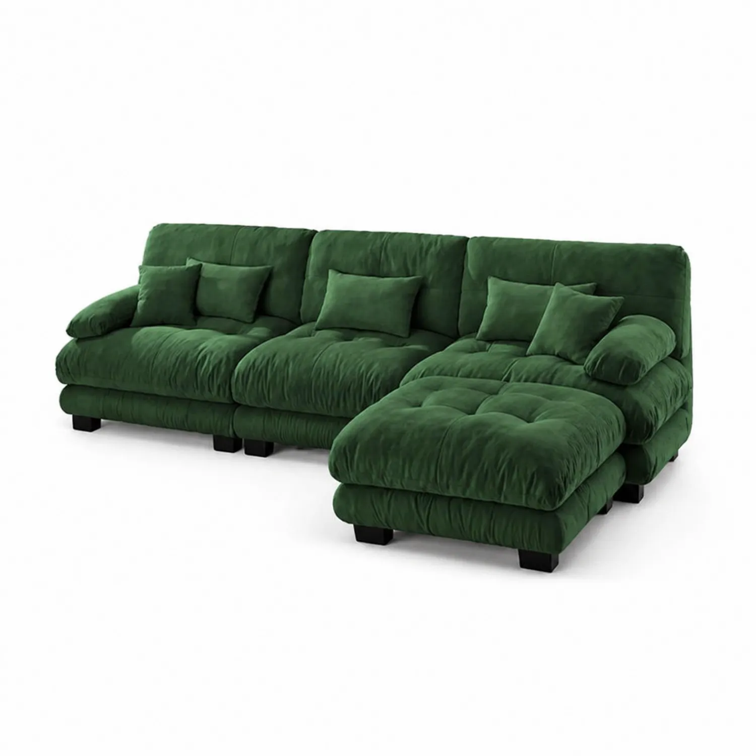 Canapé d'angle en velours vert