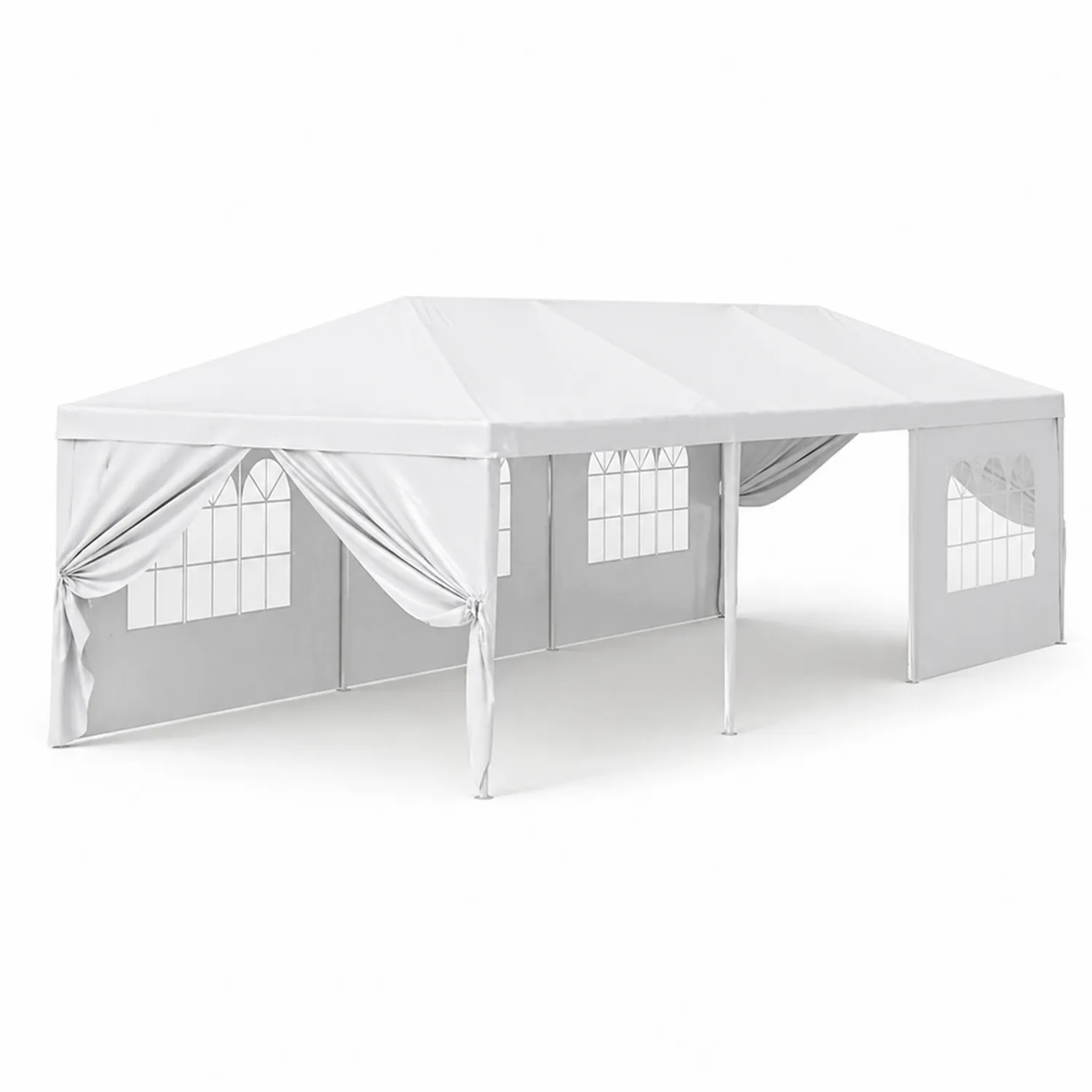 Tente extérieure 6x3 m en polyester cadre en acier Blanc avec fenêtres