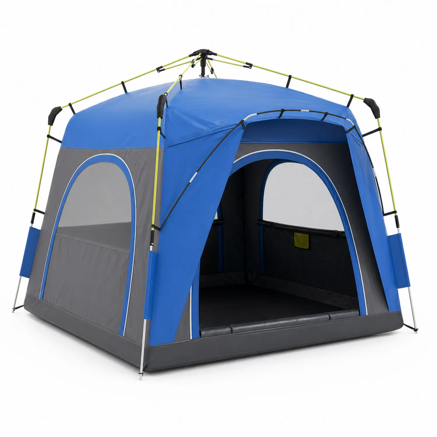Tente de Camping en Polyester Bleu et Gris 200x200x130 cm