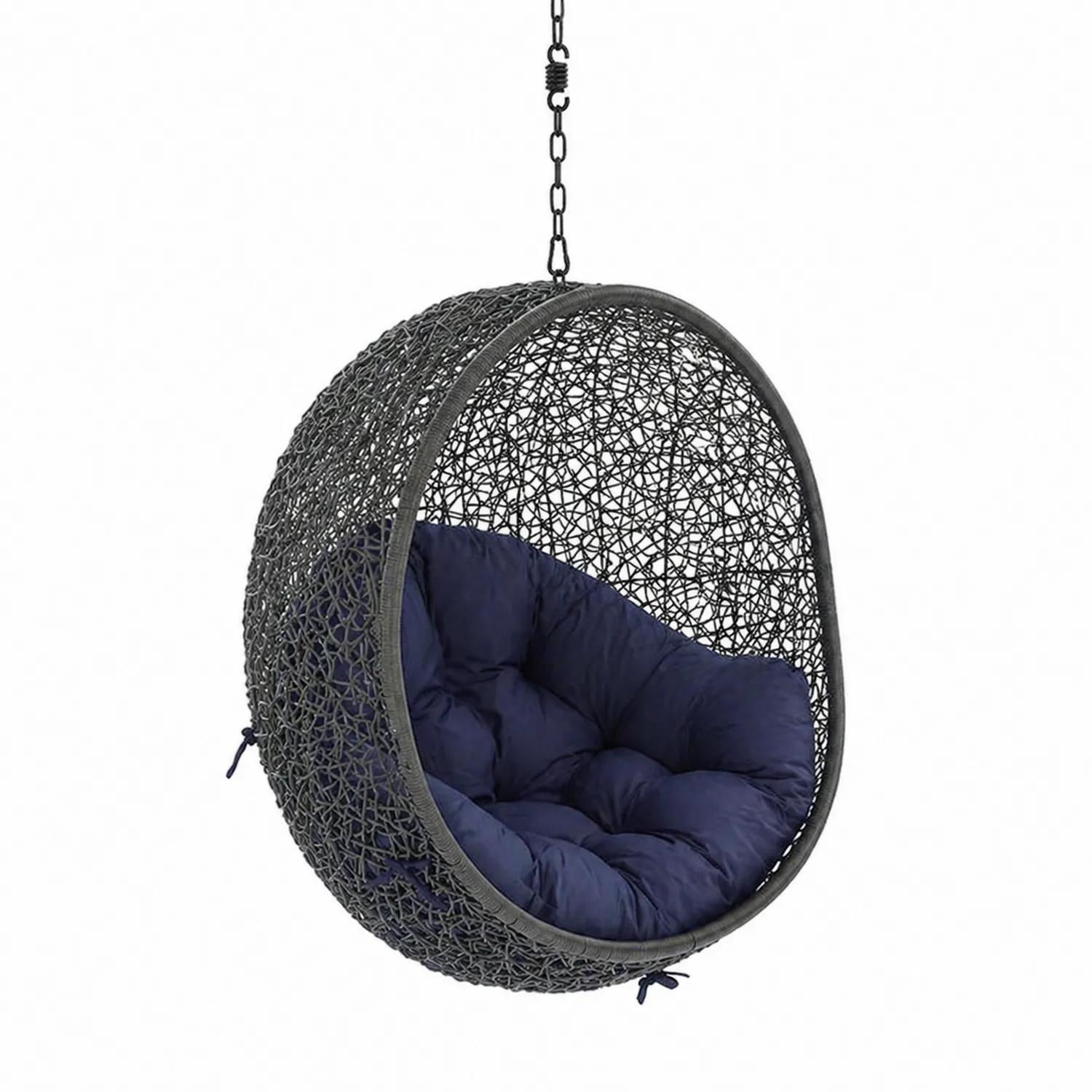 Balancelle en résine tressée avec coussin polyester bleu