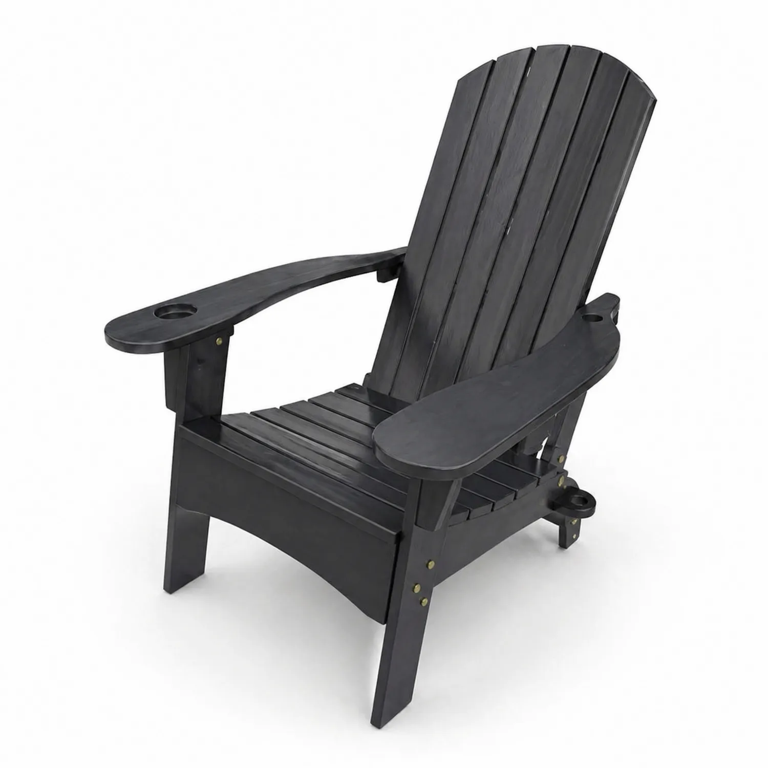 Chaise Adirondack en plastique noir avec porte-gobelets