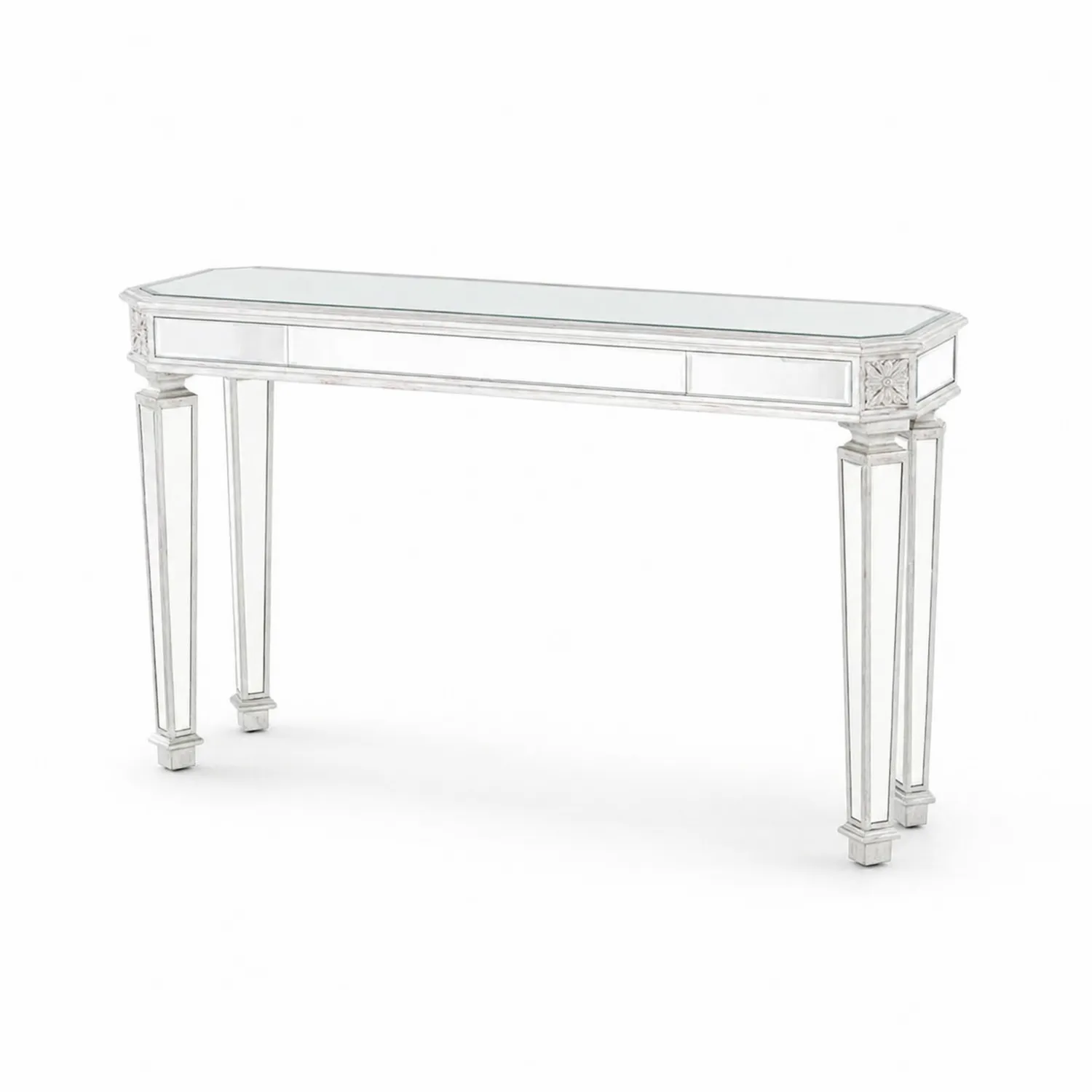 Console en bois et verre argenté 120 cm