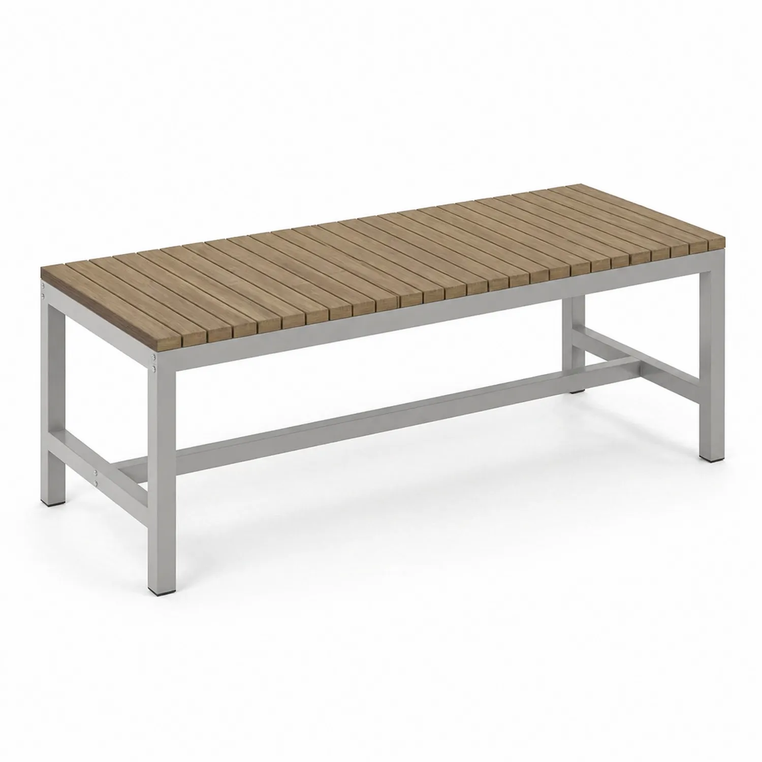 Banc en bois et acier inoxydable pour extérieur