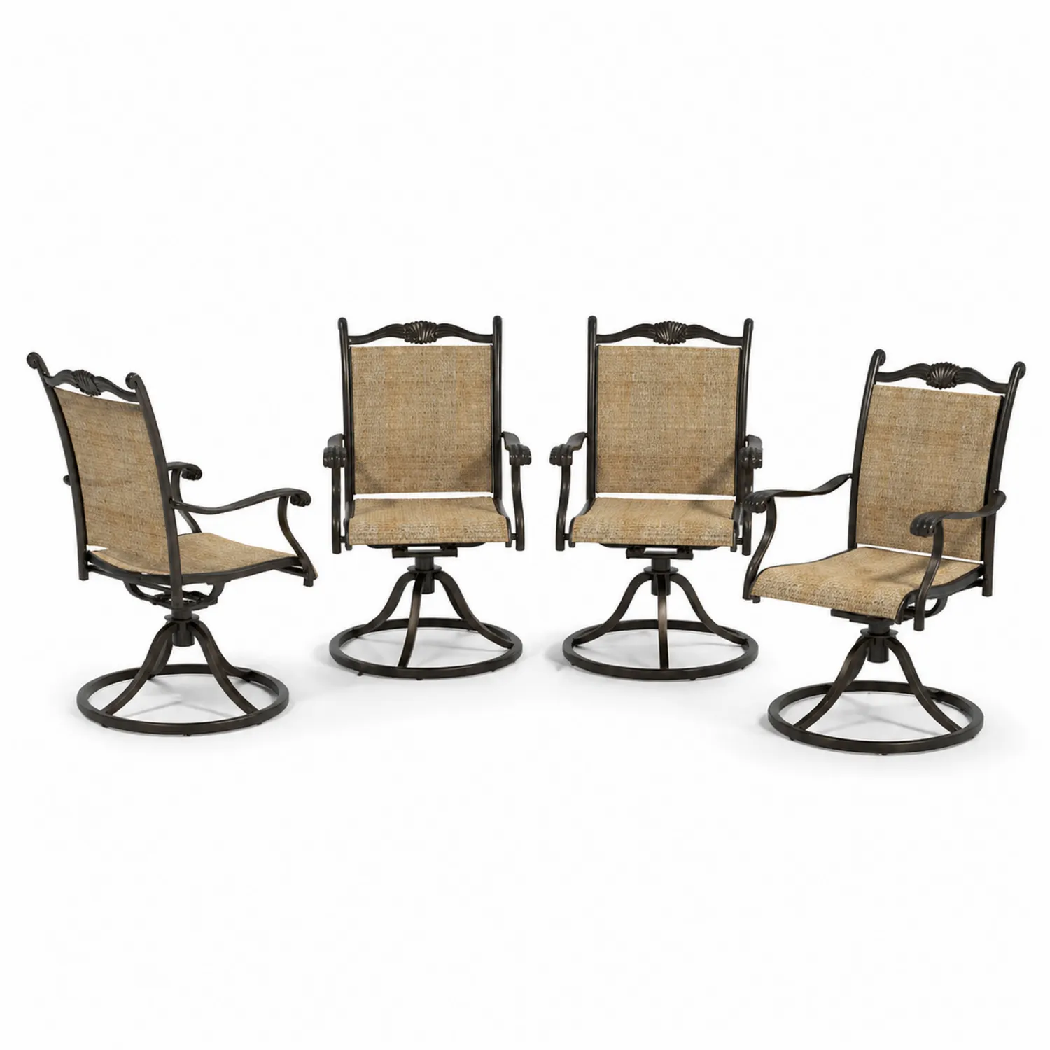 Ensemble de 4 chaises métalliques brun en textilène