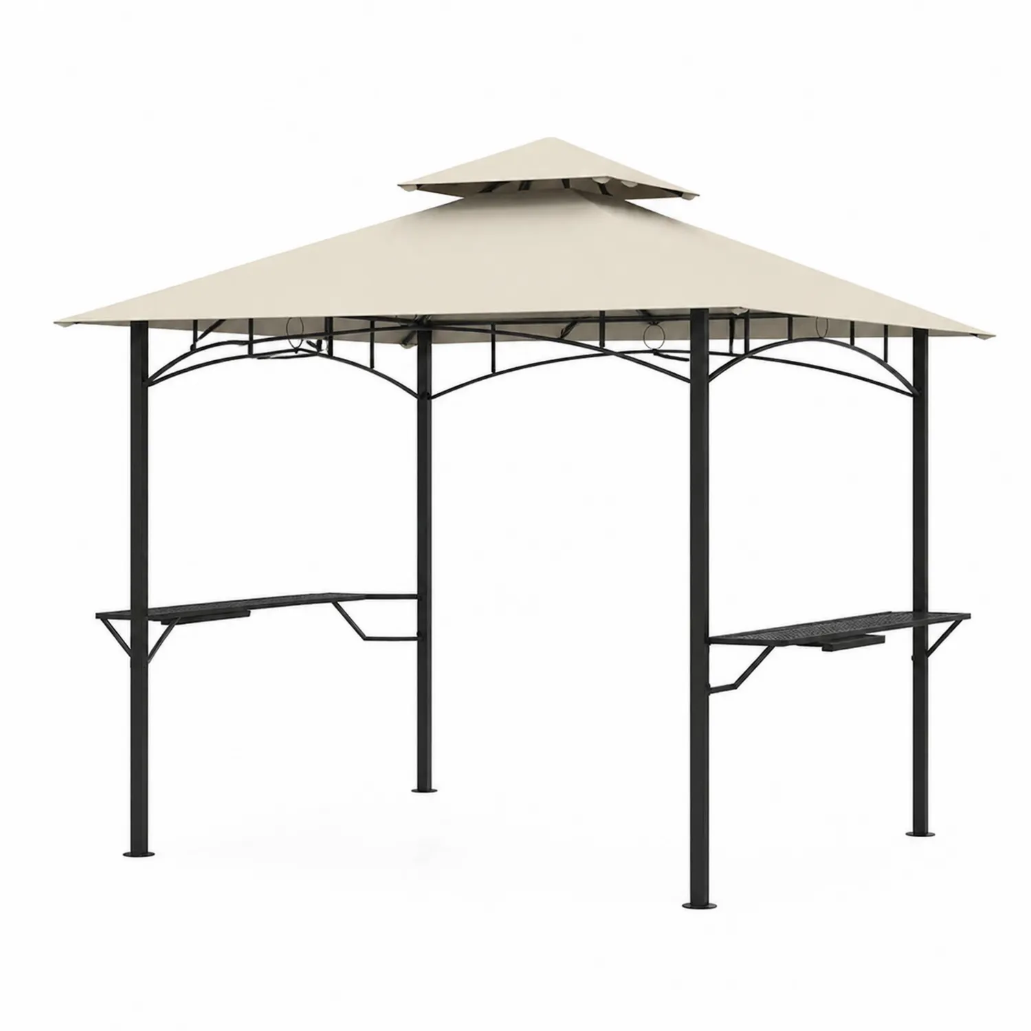 Tonnelle de jardin en métal avec toit en polyester beige