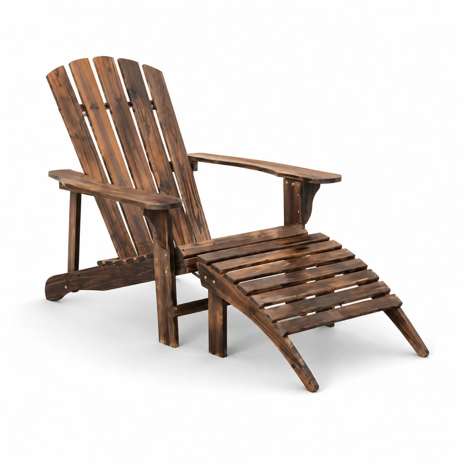 Chaise Adirondack en bois de sapin avec repose-pieds