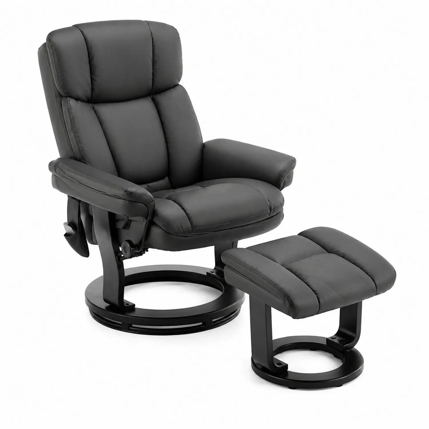 Fauteuil pivotant en cuir synthétique avec repose-pieds Noir