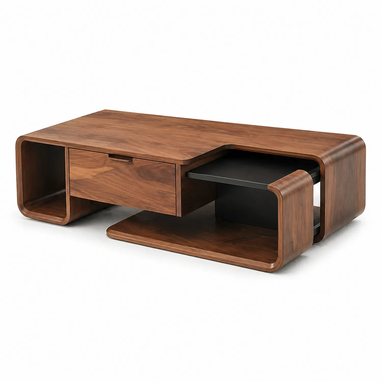 Table basse en bois avec tiroir et étagère intégrés