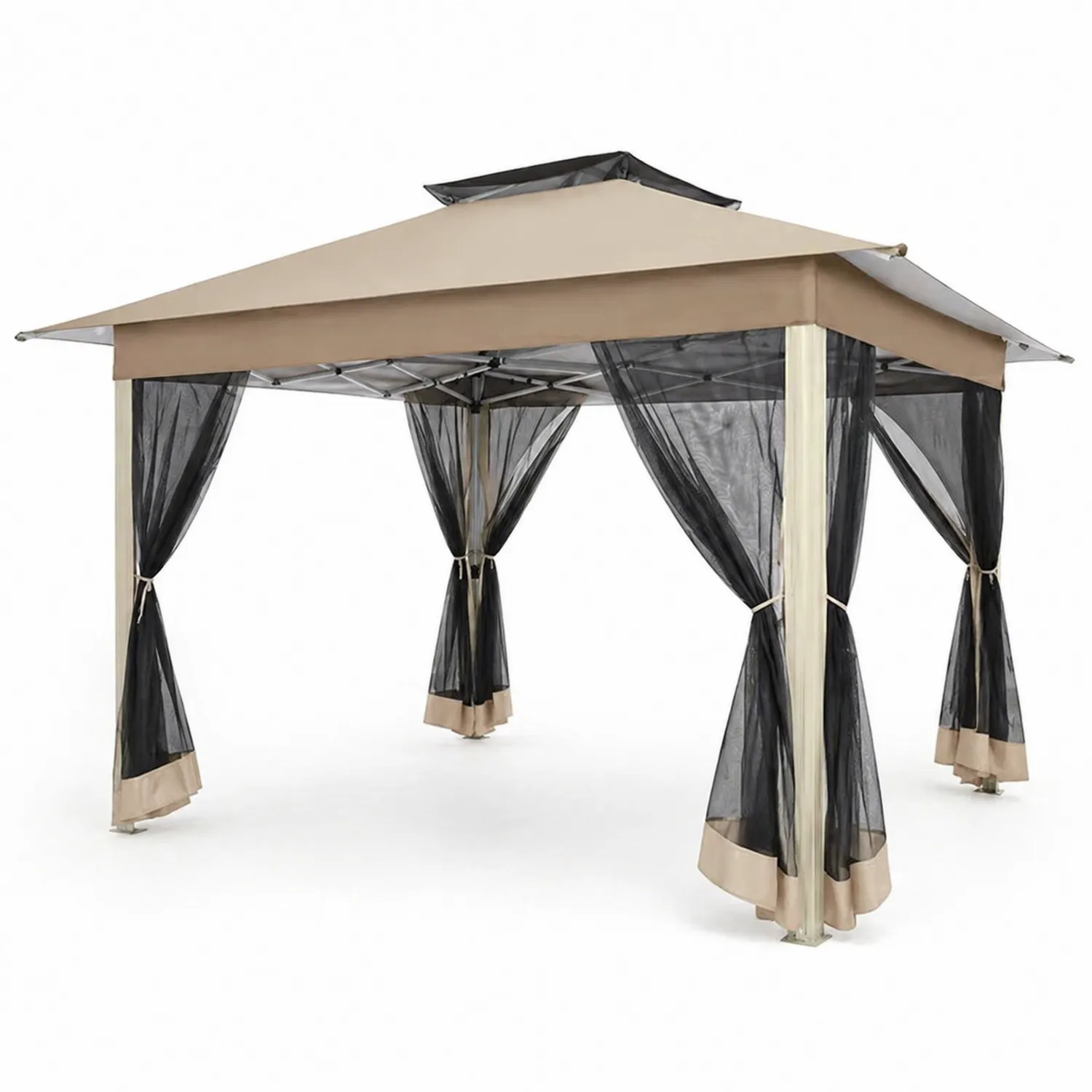 Pavillon en métal avec moustiquaire 3x3m Beige/Noir