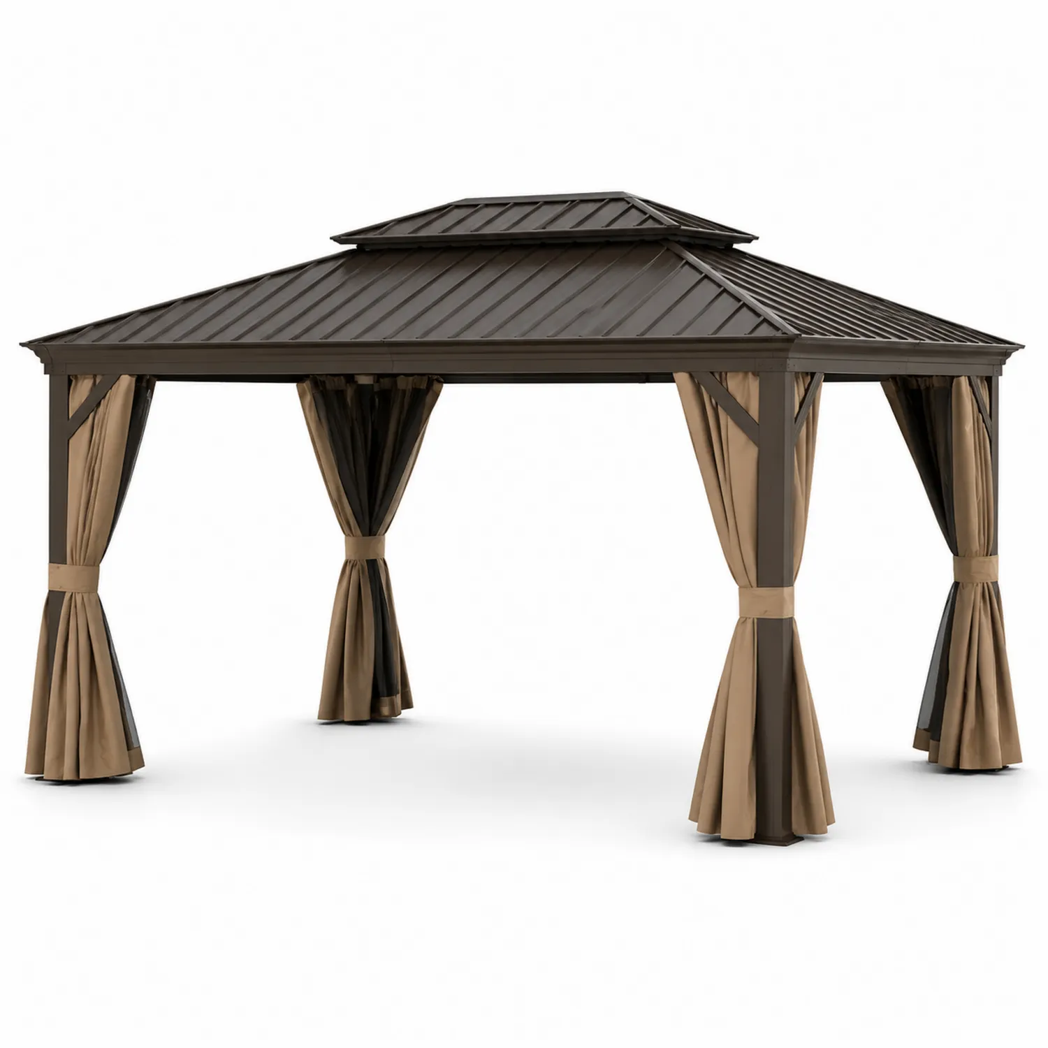 Pavillon en aluminium avec toit en acier et rideaux en polyester 400x300cm