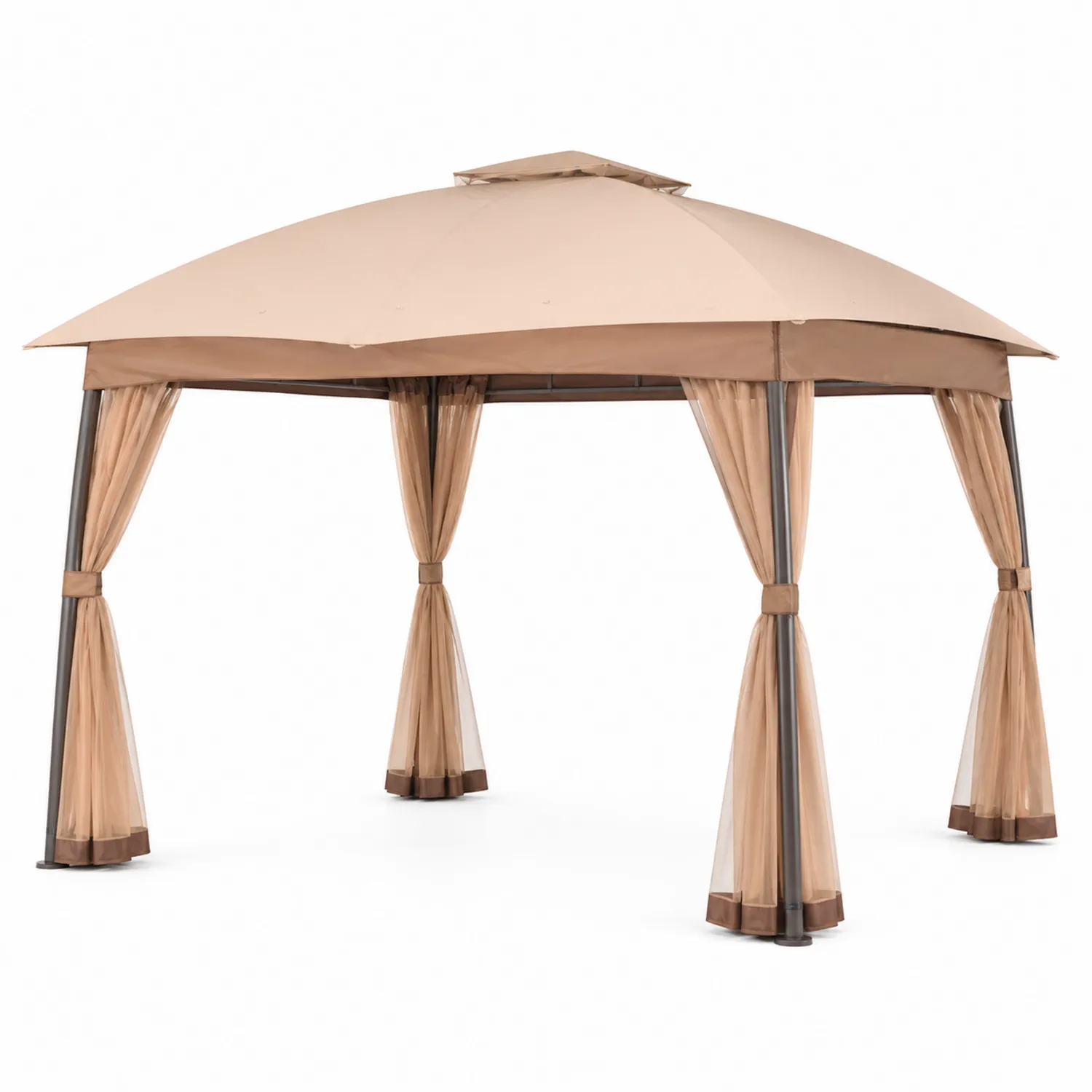Tente en Acier avec Toile en Polyester Beige 3x4 m