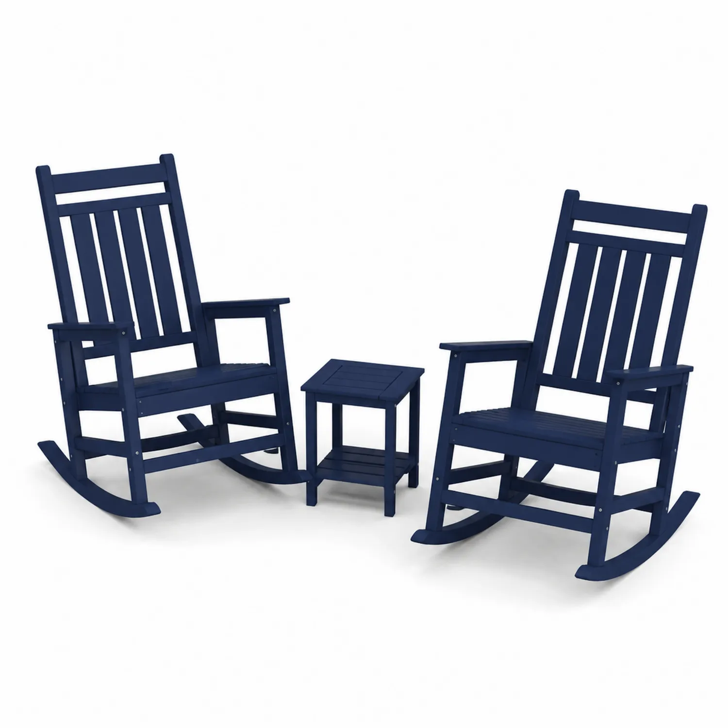 Ensemble de Chaises à Bascule en Bois avec Table - Bleu