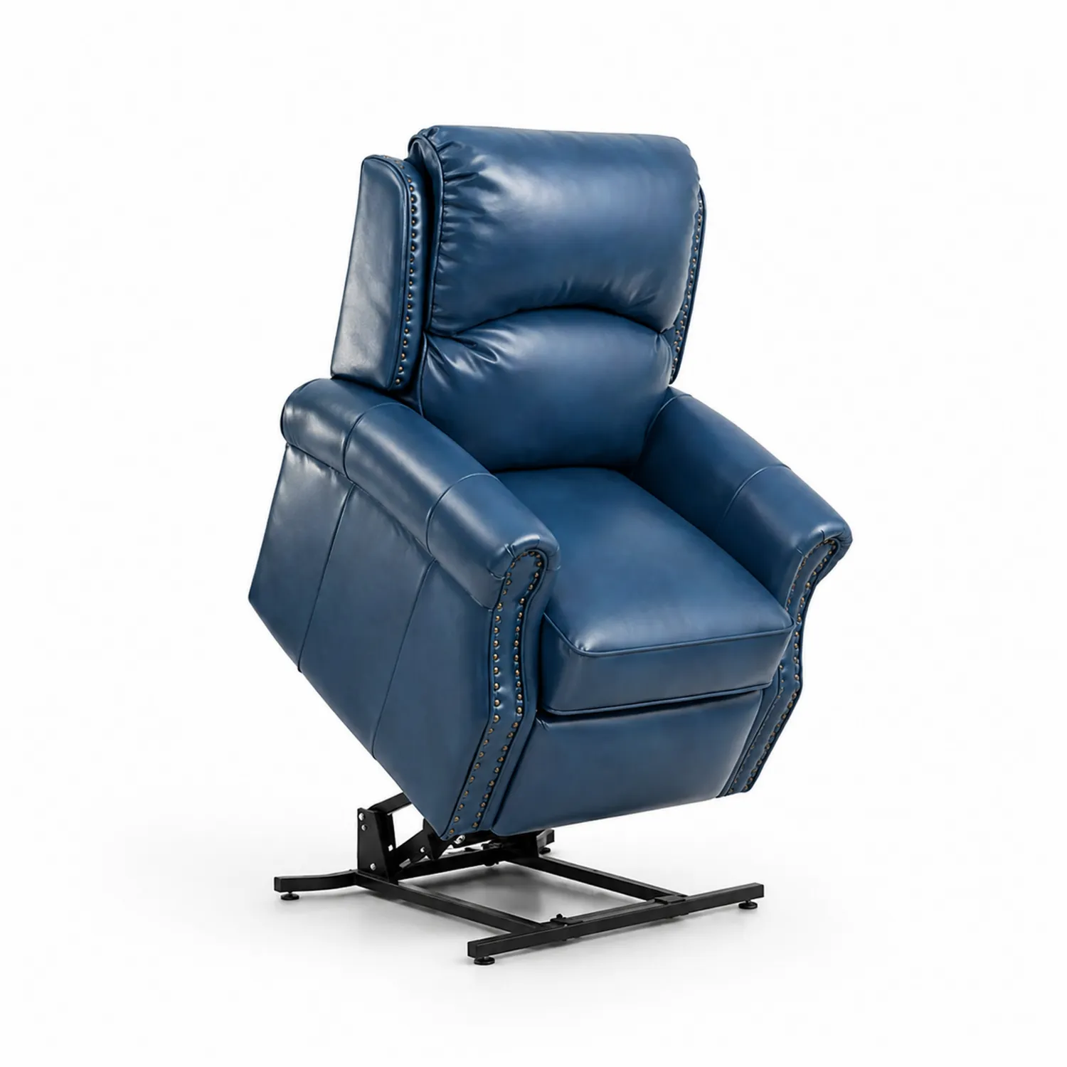 Fauteuil en cuir synthétique bleu avec fonction relevable