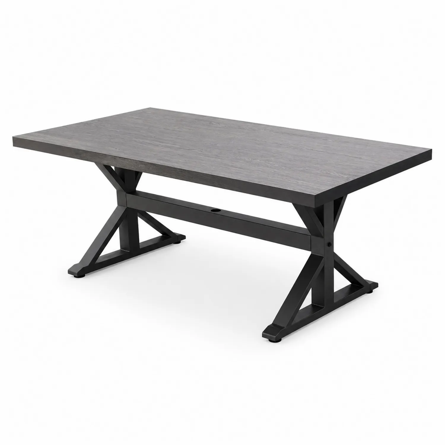 Table rectangulaire extérieure en bois et métal 200cm Noir/Gris