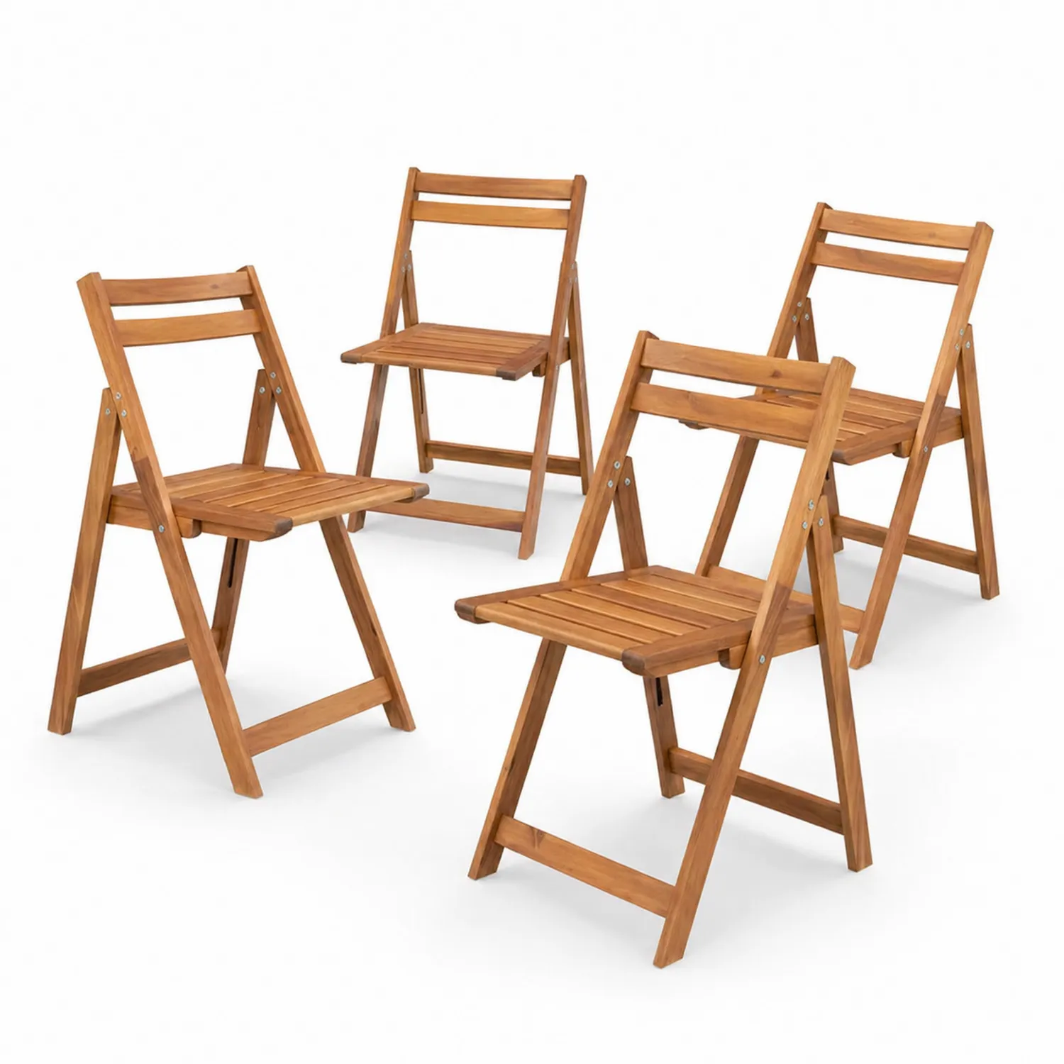 Set de 4 chaises pliantes en bois d'acacia