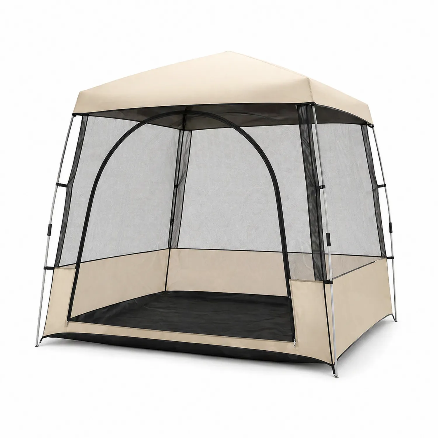Tente moustiquaire en polyester et acier beige 220x220x240 cm