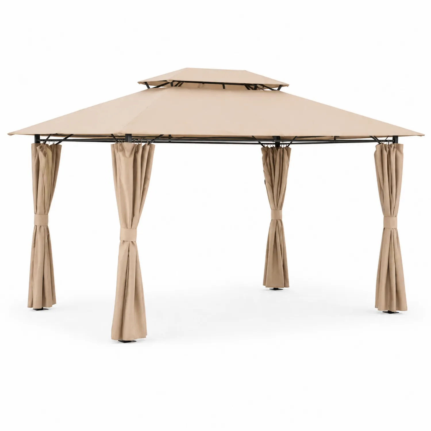Pavillon de Jardin en Métal avec Tissu Beige 3x3m