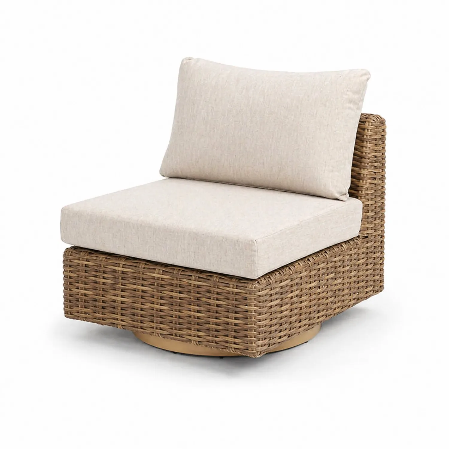 Fauteuil en Résine Tressée avec Coussin Beige