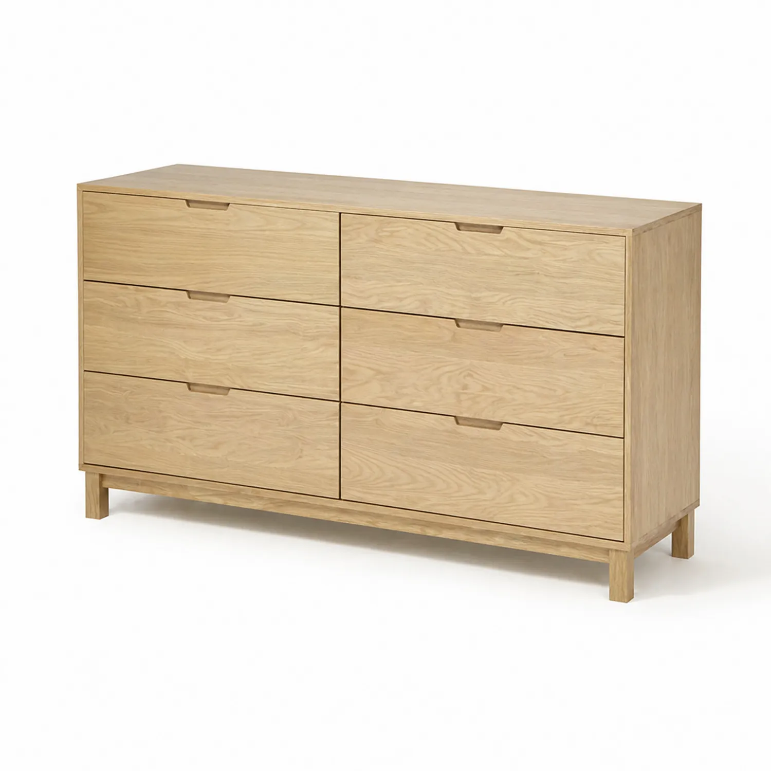 Commode 6 tiroirs en bois de chêne 140cm