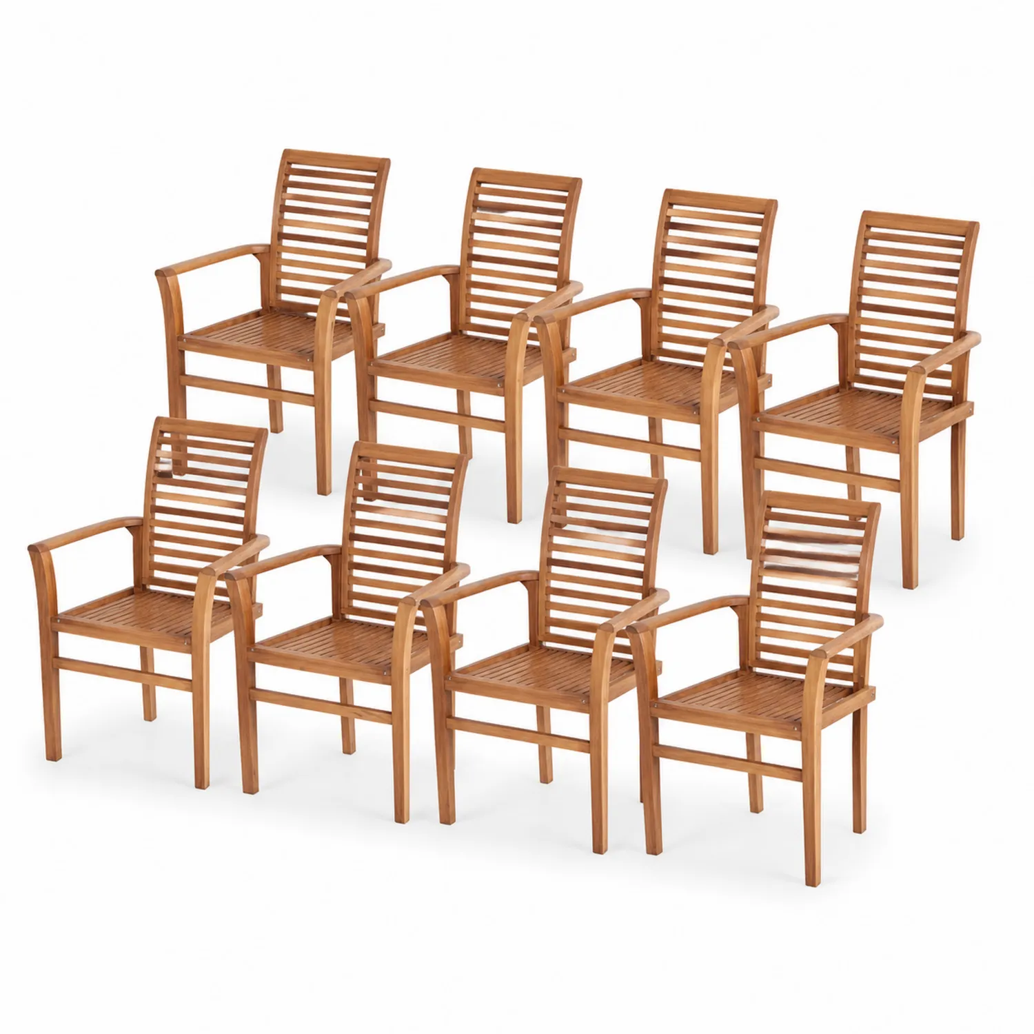 Ensemble de 8 chaises en bois avec accoudoirs